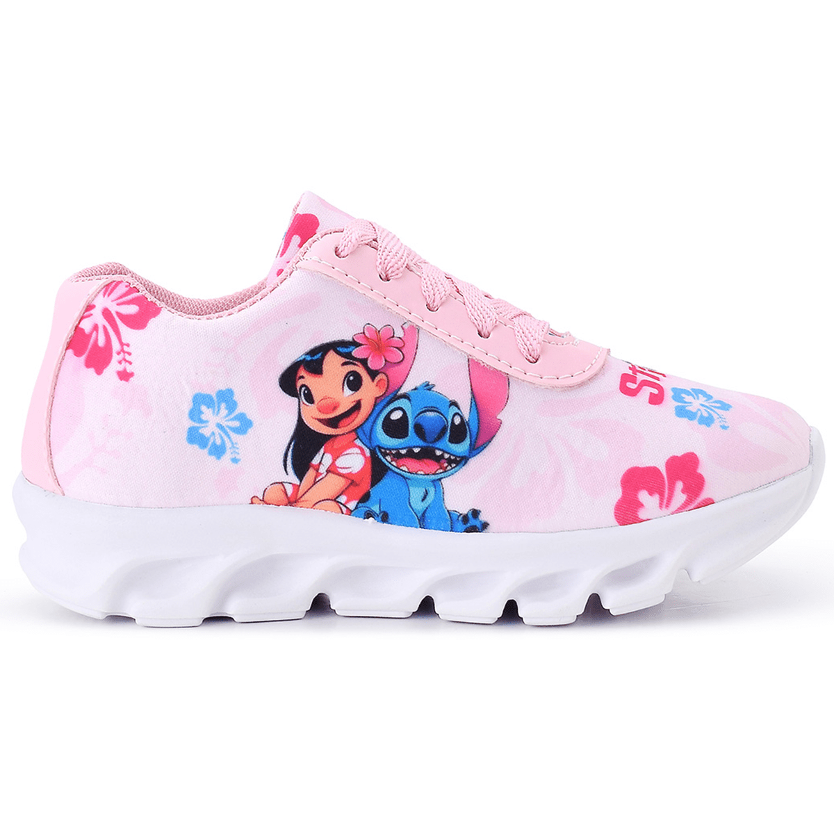 Kit Tênis Infantil Stitch Menina Casual + Chinelo + Óculos + Relógio Digital
