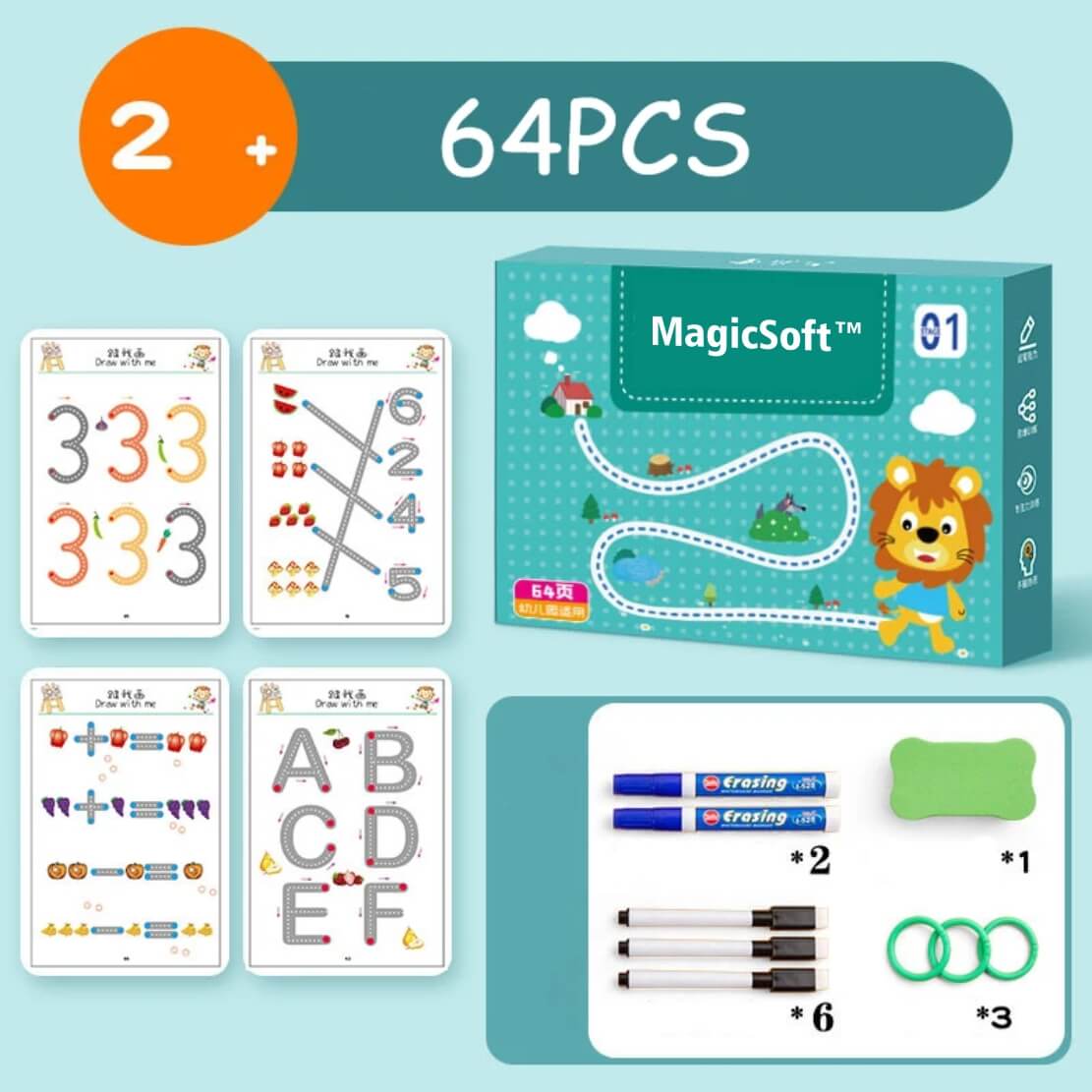 Caderno de traço e desenho infantil MagicSoft™