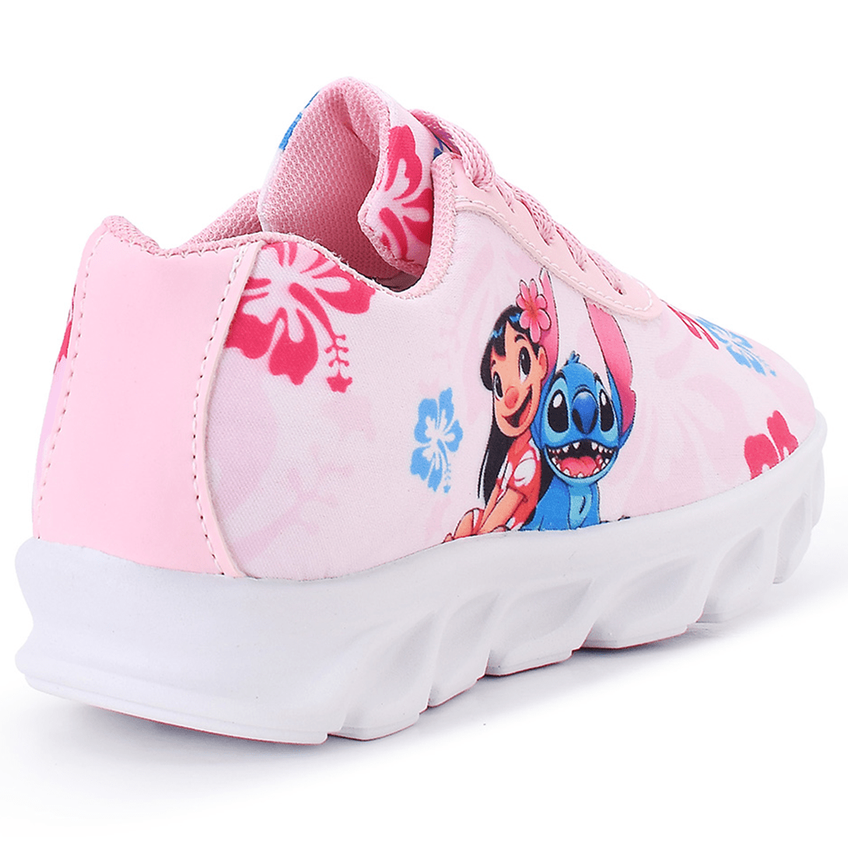 Kit Tênis Infantil Stitch Menina Casual + Chinelo + Óculos + Relógio Digital