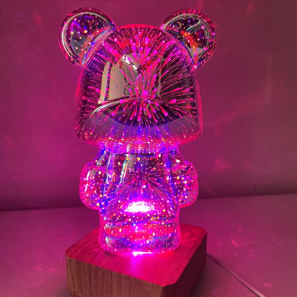 Luz noturna de urso de fogos de artifício 3D