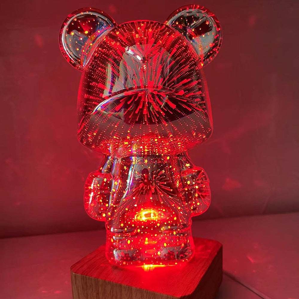 Luz noturna de urso de fogos de artifício 3D