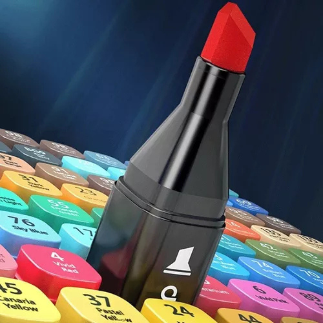Kit Caneta Colorida Ponta Dupla 24Pçs com Estojo (Versão Pretas ou Brancas)