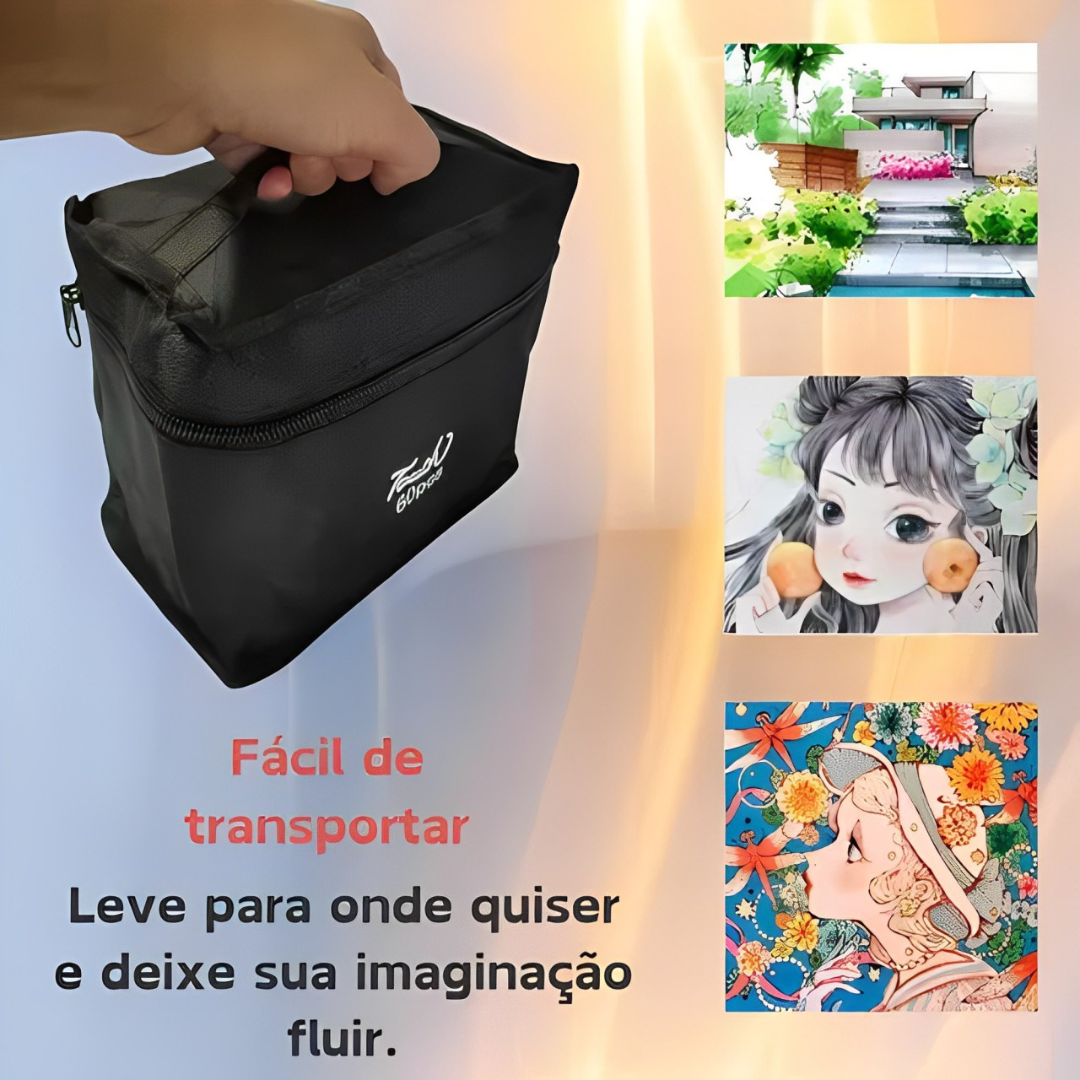 Kit Caneta Colorida Ponta Dupla 24Pçs com Estojo (Versão Pretas ou Brancas)