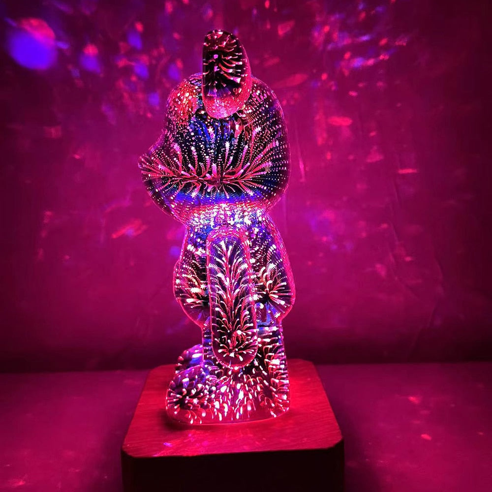 Luz noturna de urso de fogos de artifício 3D