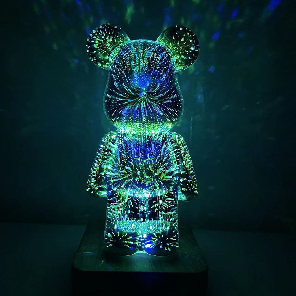 Luz noturna de urso de fogos de artifício 3D